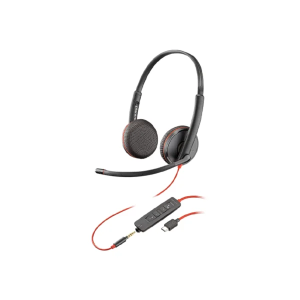 Poly Blackwire 3225 Stereo USB-C Headset +3.5mm Plug +USB-C/A Adapter | 8X229AA