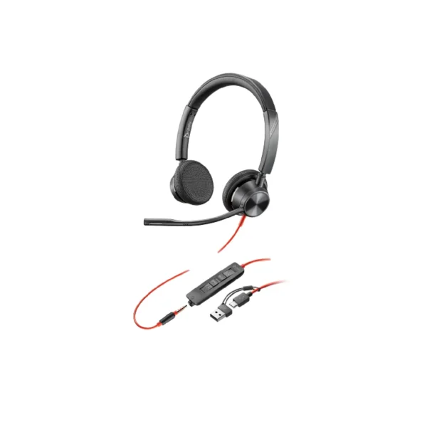 Poly Blackwire 3325 Stereo USB-C Headset +3.5mm Plug +USB-C/A Adapter | 8X221AA